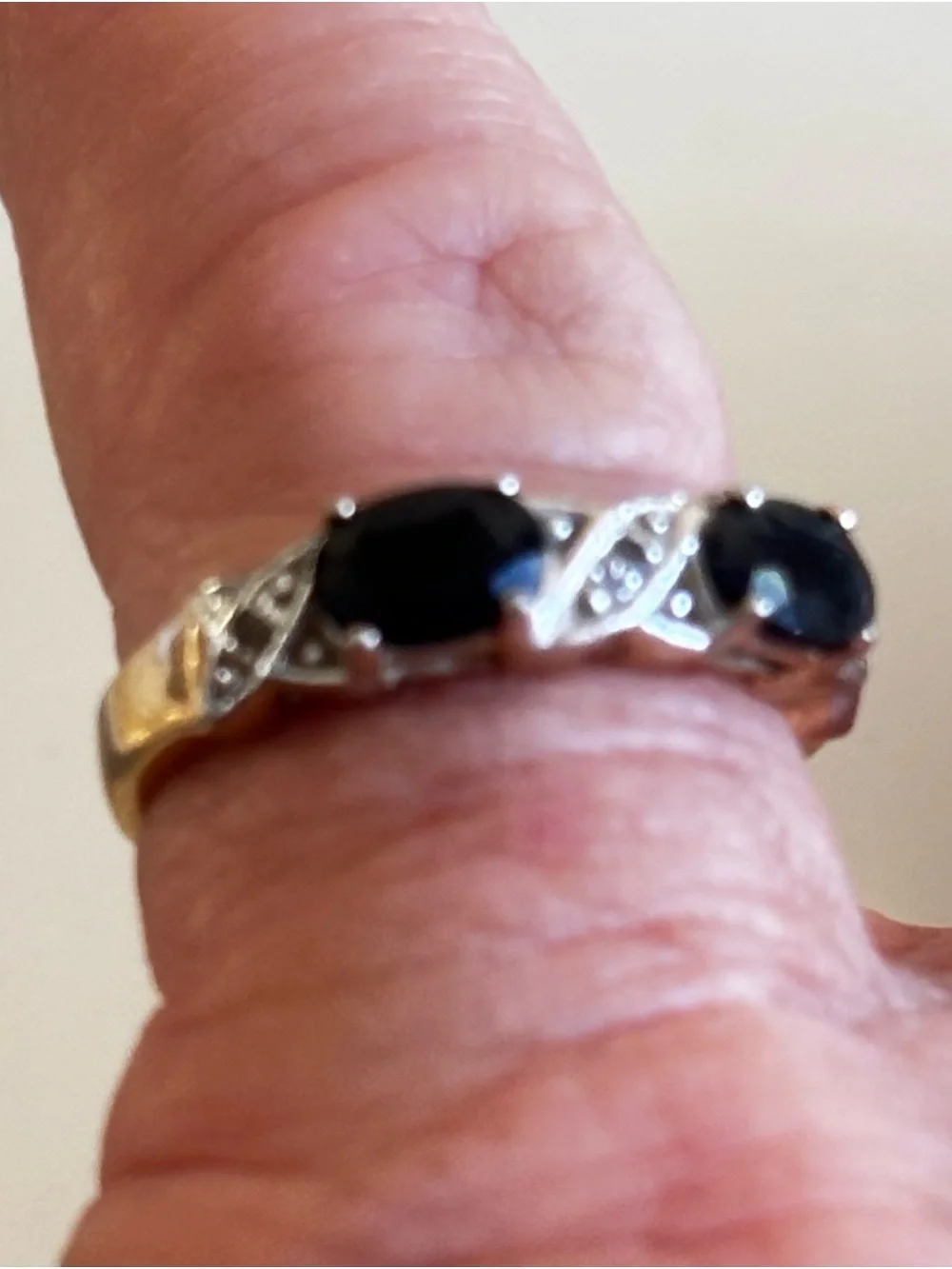 Black Sapphire 6.3/4  925 Stamped/Vermeil